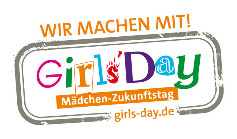 Grafische Buchsteaben schreiben die Worte "Girl's Day Mädchen-Zukunftstag"