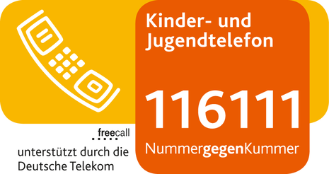 Telefon mit der Nummer gegen Kummer 116111 und die URL https://www.nummergegenkummer.de/